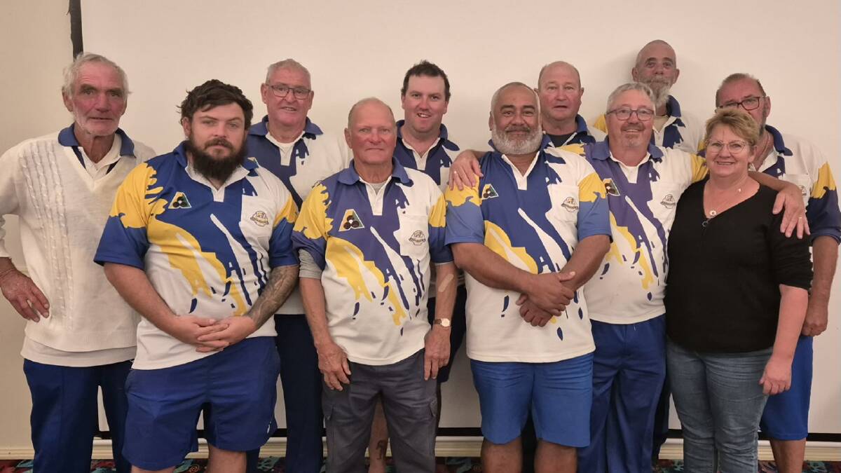 The Canowindra pennant number six bowls team. Marc Stevens Mathew Lawrence David Crowe absent from winning team.
